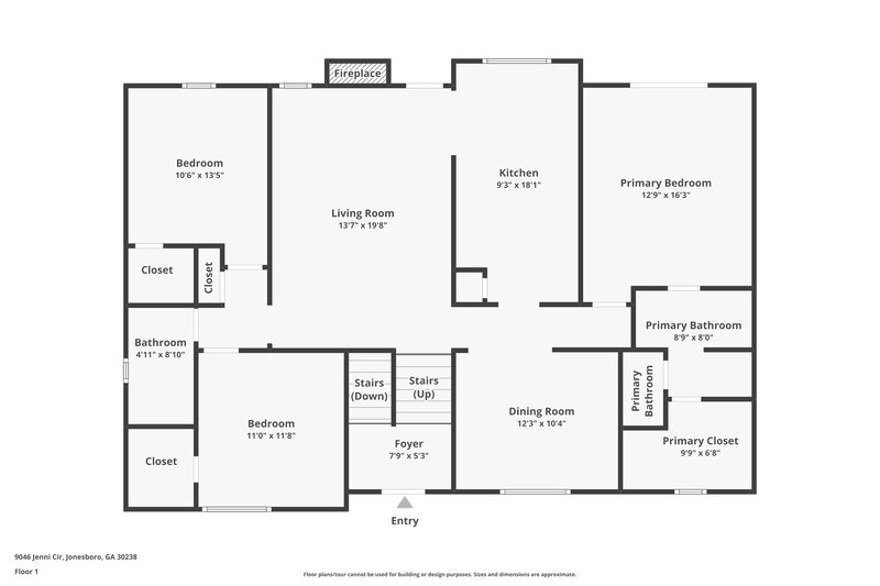 1,970/Mo, 9046 Jenni Cir Jonesboro, GA 30238 Floorplan View