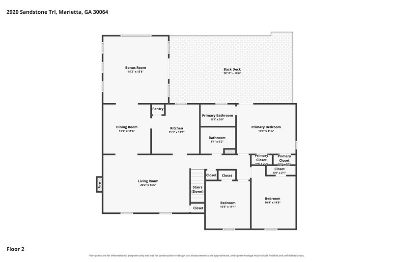 2,320/Mo, 2920 Sandstone Trail Marietta, GA 30064 Floor Plan View 2
