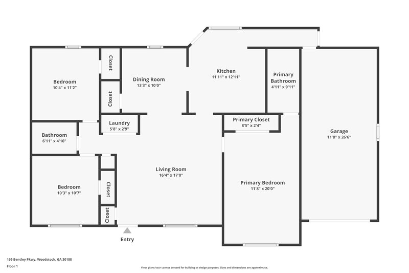 1,920/Mo, 169 Bentley Pkwy Woodstock, GA 30188 Floor Plan View
