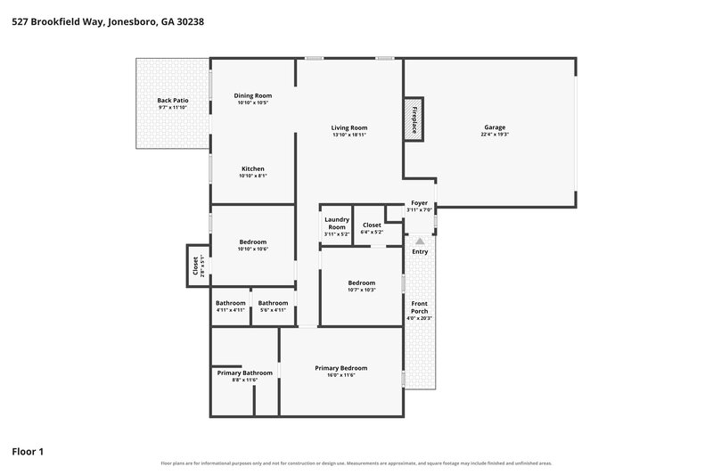 1,845/Mo, 527 Brookfield Way Jonesboro, GA 30238 Floorplan View