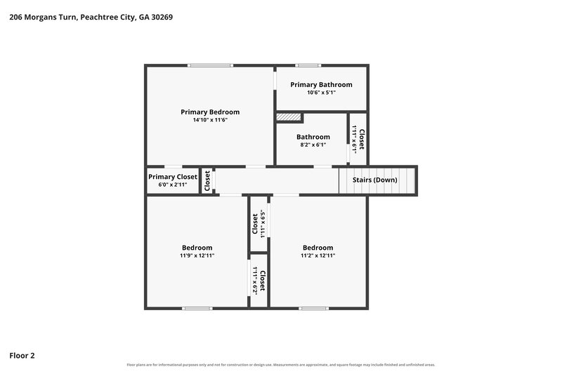 2,360/Mo, 206 Morgans Turn Peachtree City, GA 30269 Floor Plan View 2