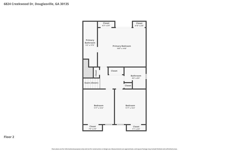 2,125/Mo, 6824 Creekwood Dr Douglasville, GA 30135 Floor Plan View 3
