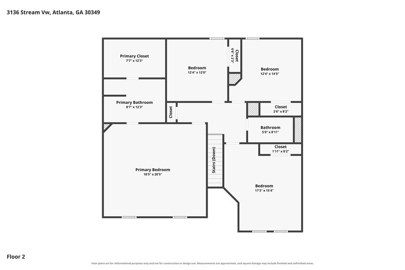2,110/Mo, 3136 Stream View Atlanta, GA 30349 Floor Plan View 2