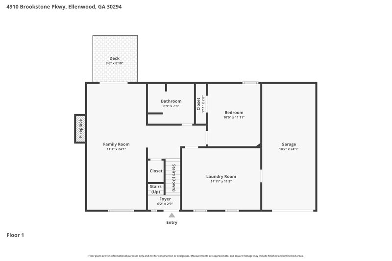 2,155/Mo, 4910 Brookstone Pkwy Ellenwood, GA 30294 Floor Plan View