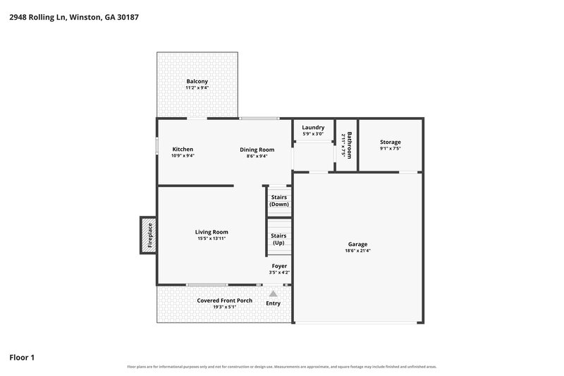 1,920/Mo, 2948 Rolling Ln Winston, GA 30187 Floor Plan View