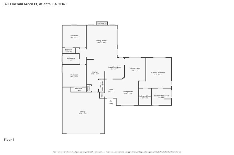 2,050/Mo, 320 Emerald Green Ct Atlanta, GA 30349 Floor Plan View