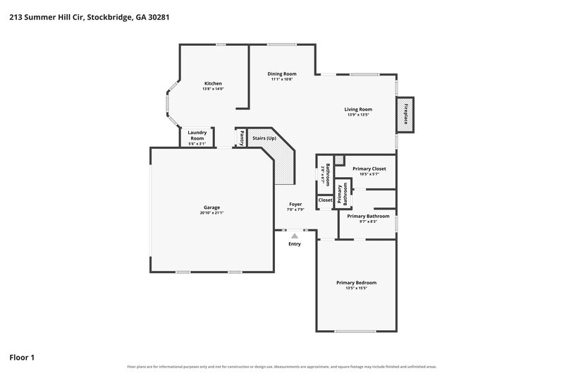 2,140/Mo, 213 Summer Hill Cir Stockbridge, GA 30281 Floor Plan View