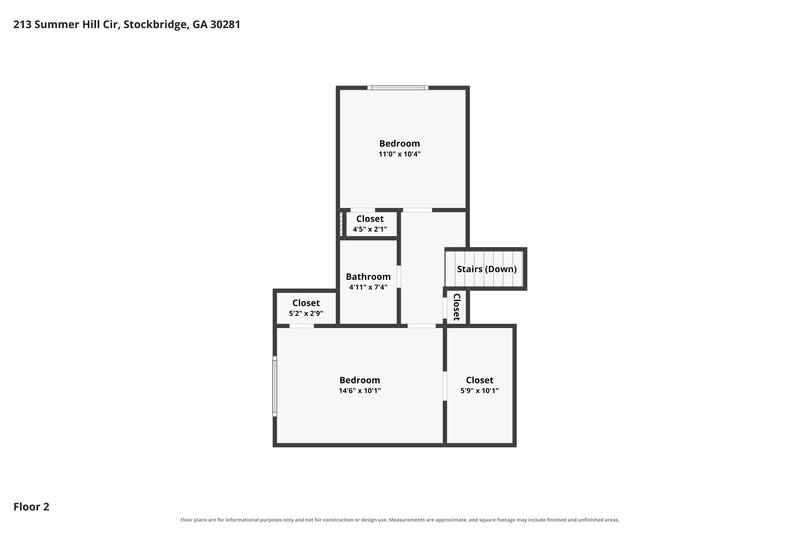2,140/Mo, 213 Summer Hill Cir Stockbridge, GA 30281 Floor Plan View 2