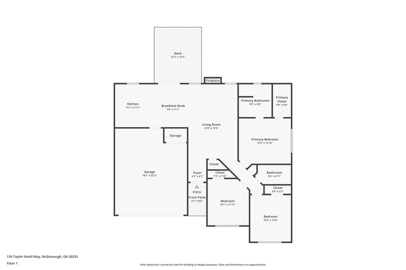 1,805/Mo, 116 Taylor Knoll Way McDonough, GA 30253 Floor Plan View