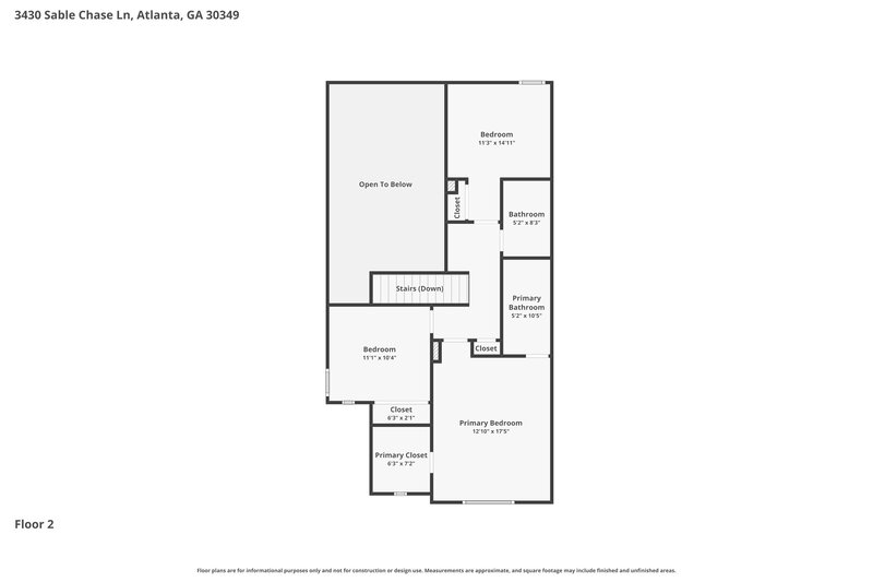 2,170/Mo, 3430 Sable Chase Ln Atlanta, GA 30349 Floor Plan View 2
