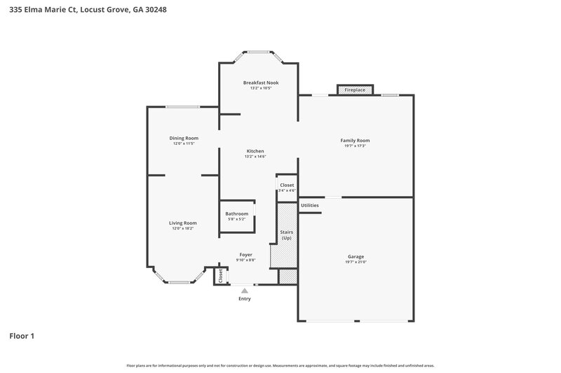 2,320/Mo, 335 Elma Marie Ct Locust Grove, GA 30248 Floor Plan View