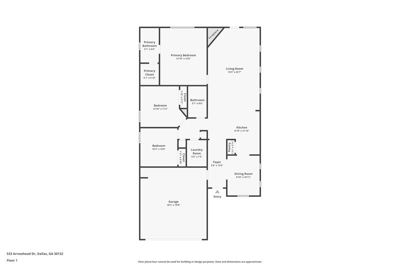 1,590/Mo, 533 Arrowhead Dr Dallas, GA 30132 Floor Plan View