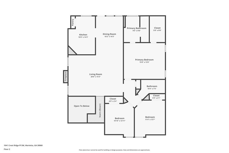 2,185/Mo, 1041 Crest Ridge Pl SW Marietta, GA 30060 Floor Plan View 2