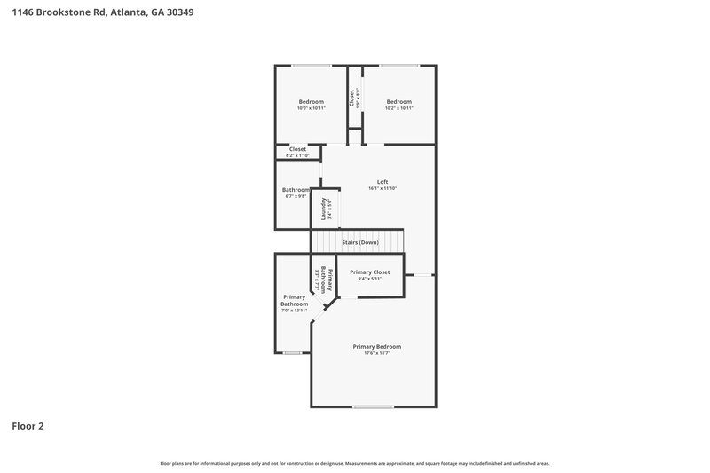 2,005/Mo, 1146 Brookstone Rd Atlanta, GA 30349 Floor Plan View 2