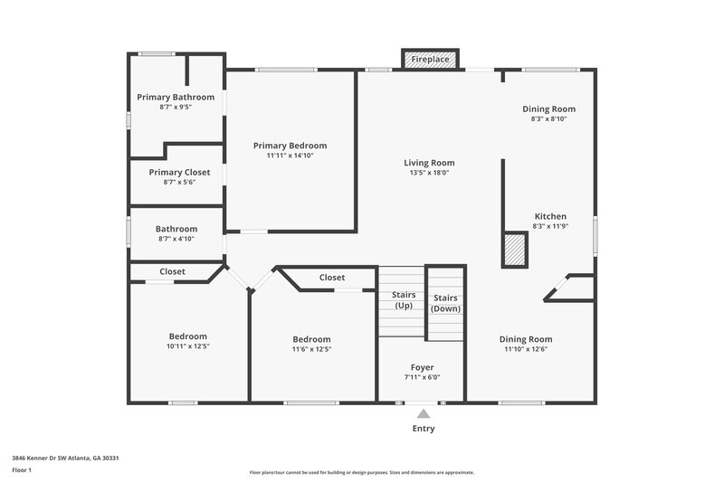 2,450/Mo, 3846 Kenner Dr SW Atlanta, GA 30331 Floorplan View