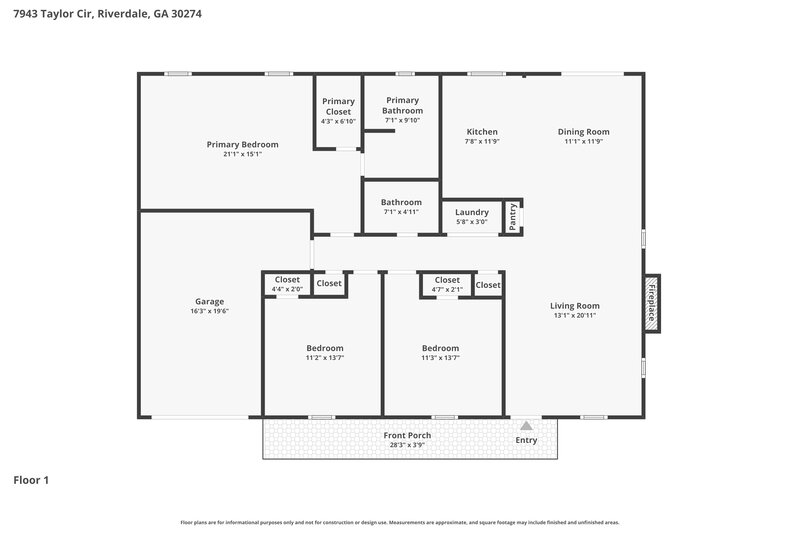 0/Mo, 7943 Taylor Cir Riverdale, GA 30274 Floor Plan View