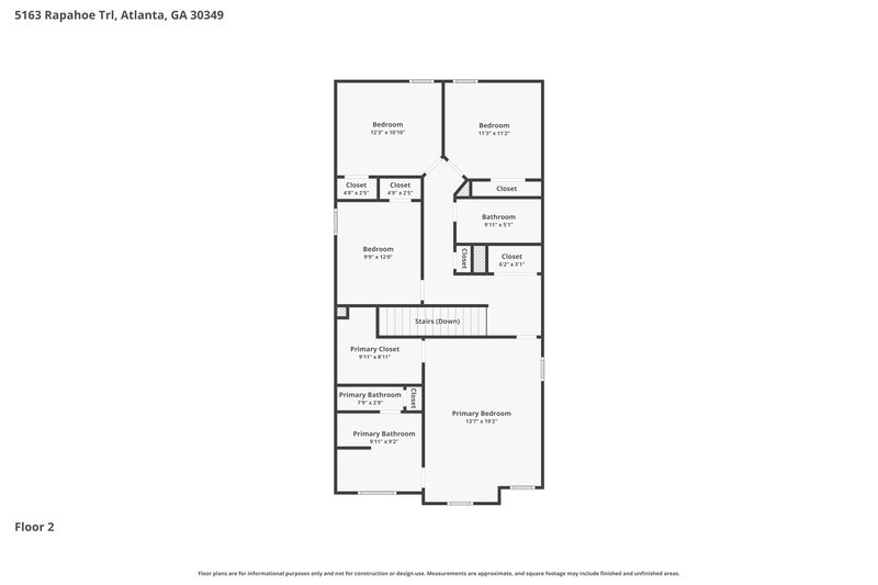2,530/Mo, 5163 Rapahoe Trail Atlanta, GA 30349 Floor Plan View 2