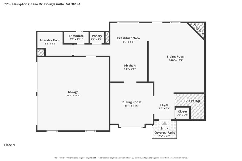 2,245/Mo, 7263 Hampton Chase Dr Douglasville, GA 30134 Floor Plan View