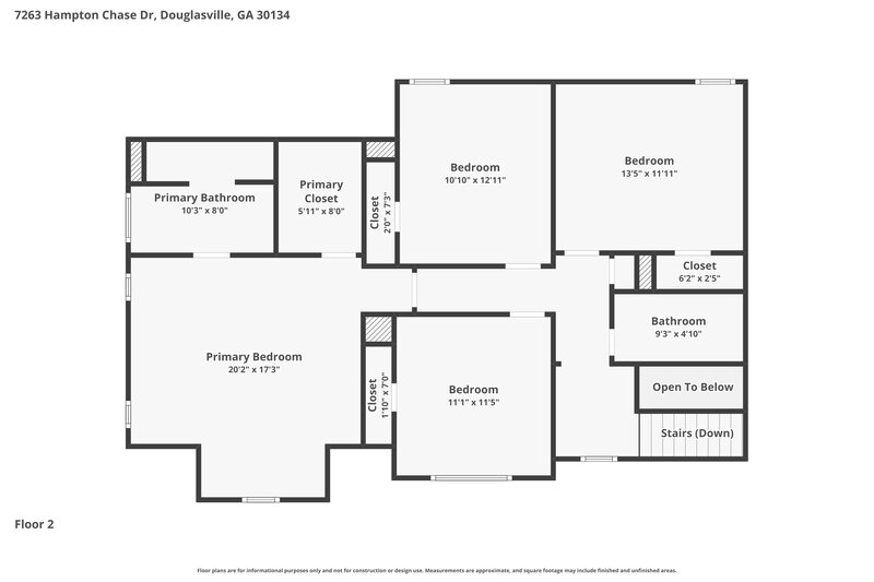 2,245/Mo, 7263 Hampton Chase Dr Douglasville, GA 30134 Floor Plan View 2