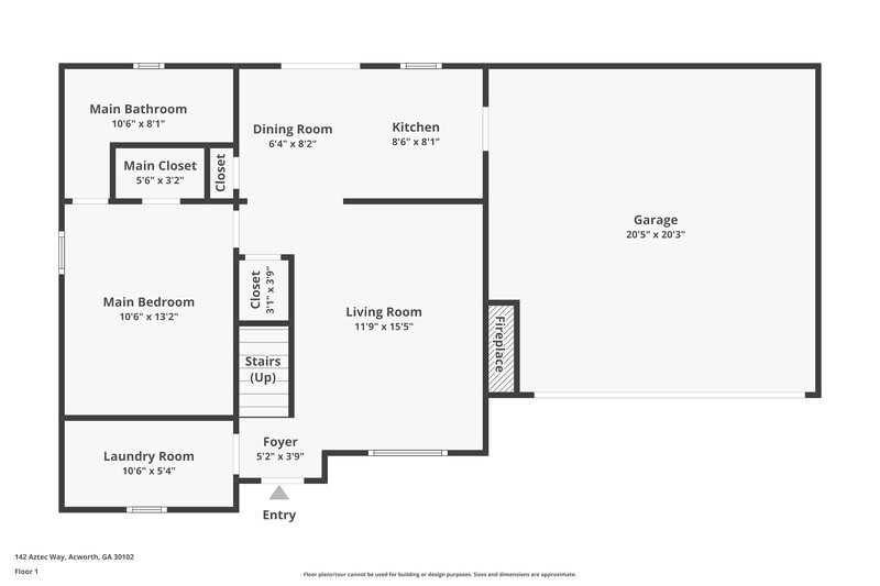 1,820/Mo, 142 Aztec Way SE Acworth, GA 30102 Floor Plan View