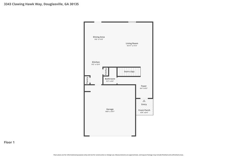 2,080/Mo, 3343 Clawing Hawk Way Douglasville, GA 30135 Floor Plan View