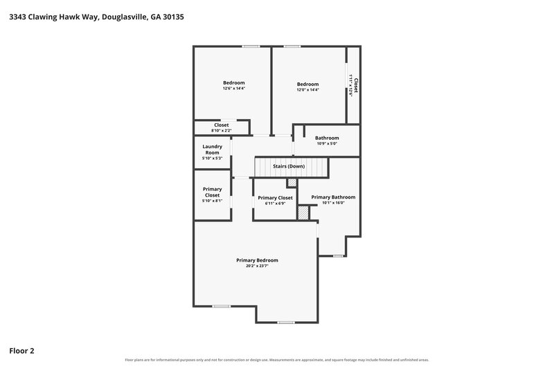 1,895/Mo, 3343 Clawing Hawk Way Douglasville, GA 30135 Floor Plan View 2