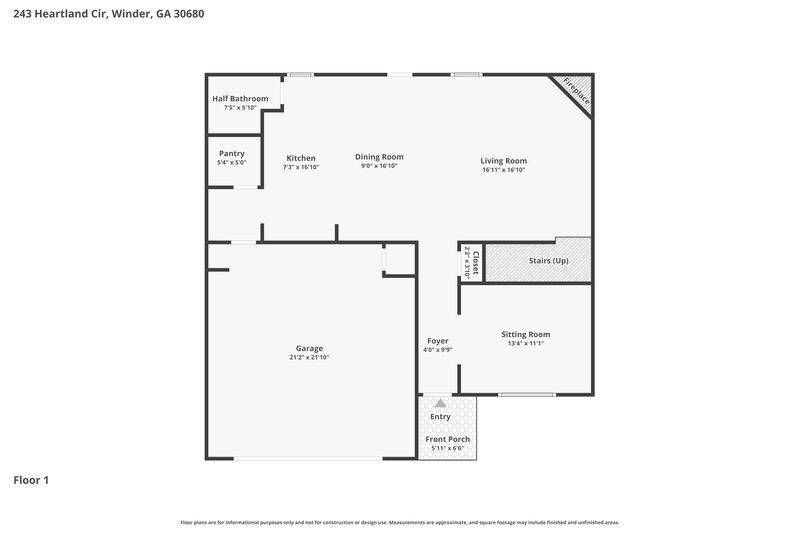 2,275/Mo, 243 Heartland Cir # 105 Winder, GA 30680 Floor Plan View