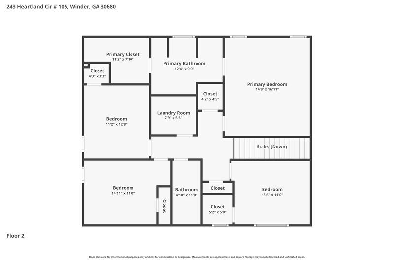 2,275/Mo, 243 Heartland Cir # 105 Winder, GA 30680 Floor Plan View 2