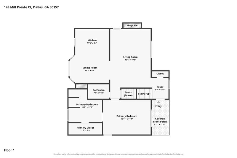 2,115/Mo, 149 Mill Pointe Ct Dallas, GA 30157 Floor Plan View 2