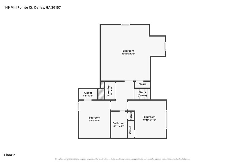 2,115/Mo, 149 Mill Pointe Ct Dallas, GA 30157 Floor Plan View 3