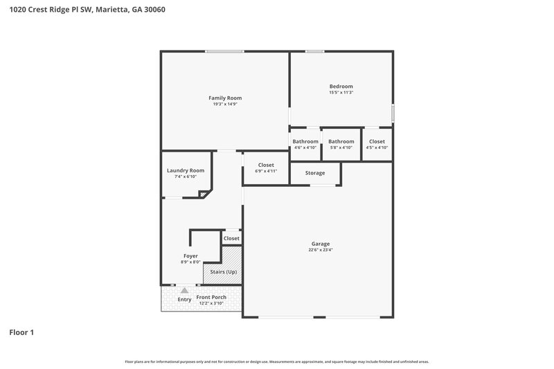 2,590/Mo, 1020 Crest Ridge Pl SW Marietta, GA 30060 Floor Plan View