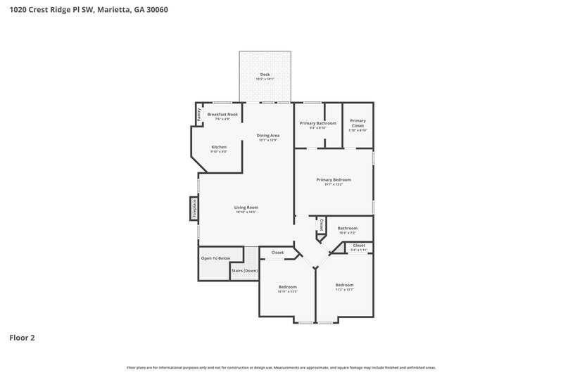 2,590/Mo, 1020 Crest Ridge Pl SW Marietta, GA 30060 Floor Plan View 2
