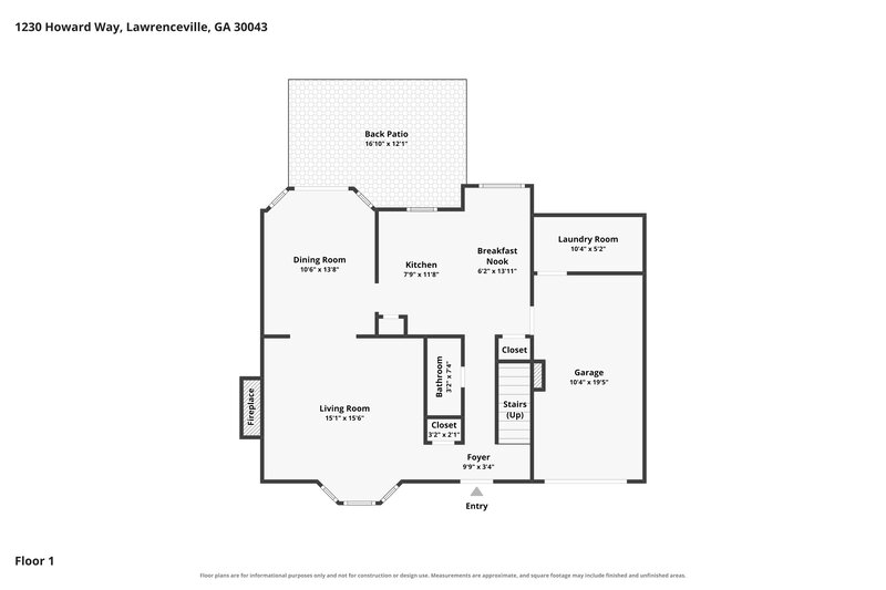 1,895/Mo, 1230 Howard Way Lawrenceville, GA 30043 Floor Plan View