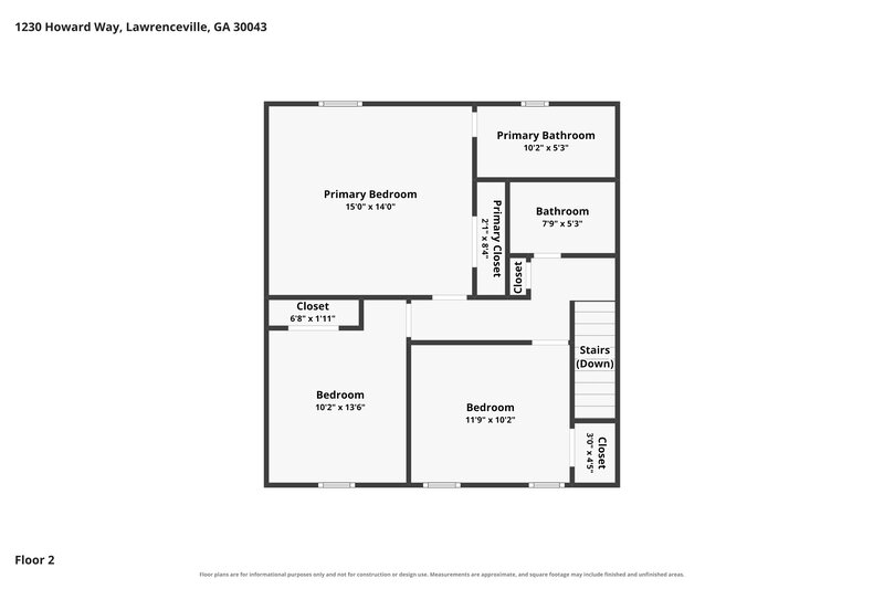 1,895/Mo, 1230 Howard Way Lawrenceville, GA 30043 Floor Plan View 2