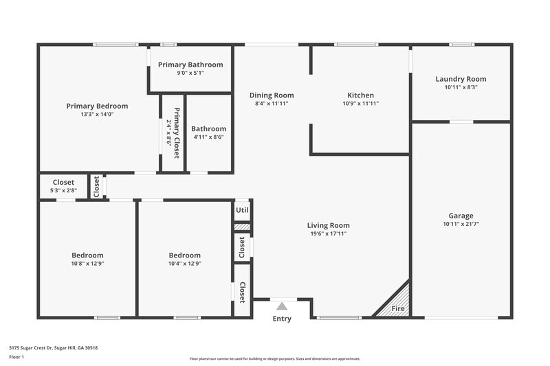 1,730/Mo, 5175 Sugar Crest Dr Sugar Hill, GA 30518 Floor Plan View