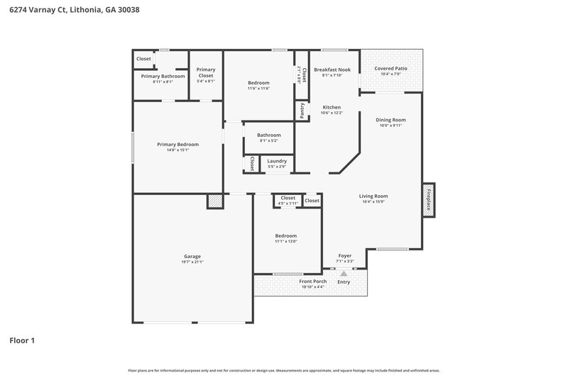 1,915/Mo, 6274 Varnay Ct Lithonia, GA 30038 Floor Plan View