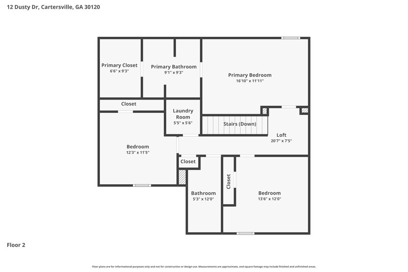 1,765/Mo, 12 Dusty Dr Cartersville, GA 30120 Floor Plan View