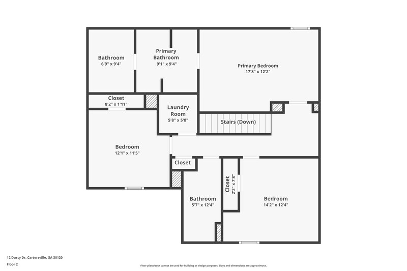 2,450/Mo, 12 Dusty Dr Cartersville, GA 30120 Floor Plan View 2