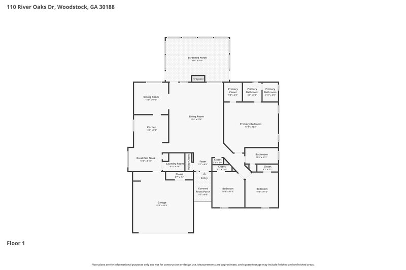 2,320/Mo, 110 River Oaks Dr Woodstock, GA 30188 Floor Plan View