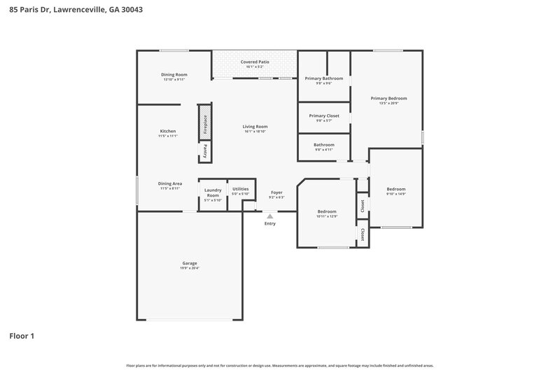 2,330/Mo, 85 Paris Dr Lawrenceville, GA 30043 Floor Plan View