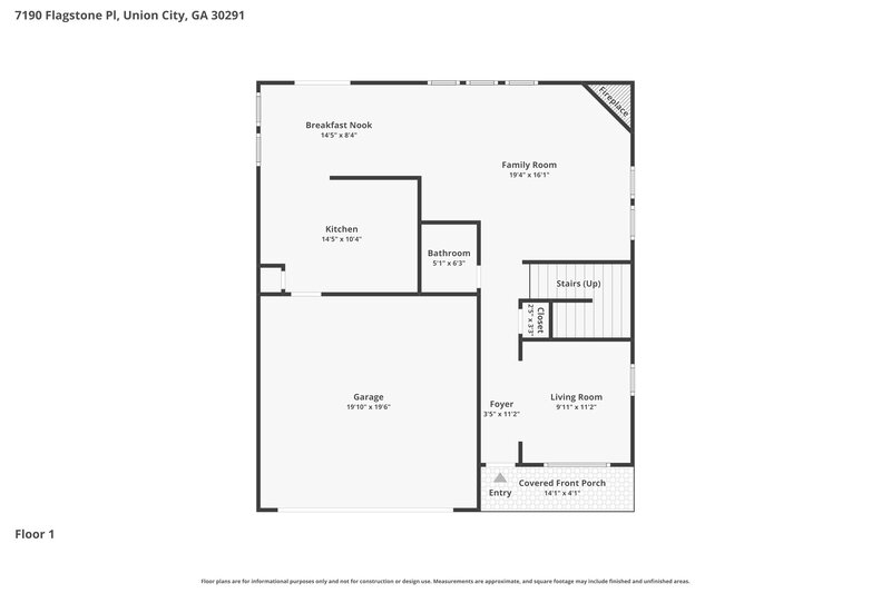 2,375/Mo, 7190 Flagstone Pl Union City, GA 30291 Floor Plan View