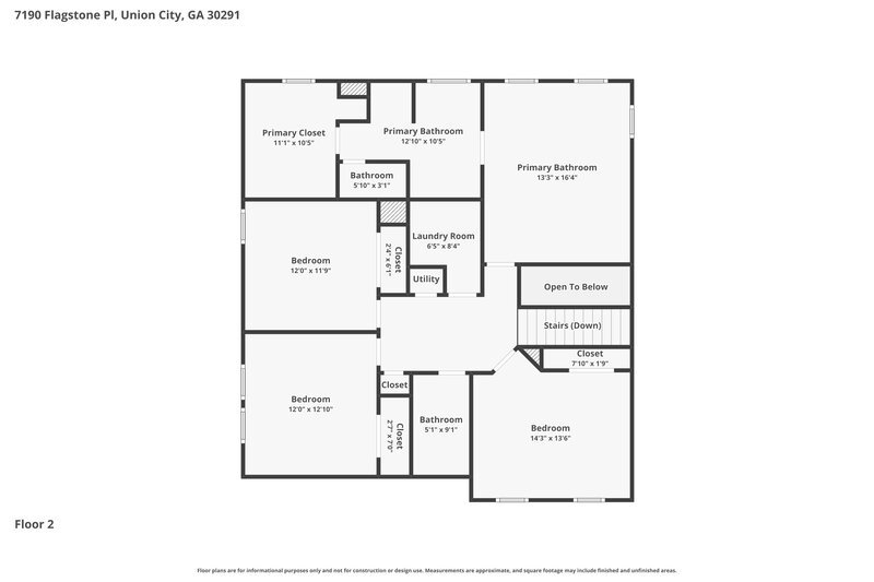 2,375/Mo, 7190 Flagstone Pl Union City, GA 30291 Floor Plan View 2