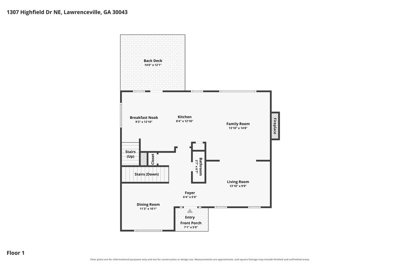 2,085/Mo, 1307 Highfield Dr NE Lawrenceville, GA 30043 Floor Plan View 2