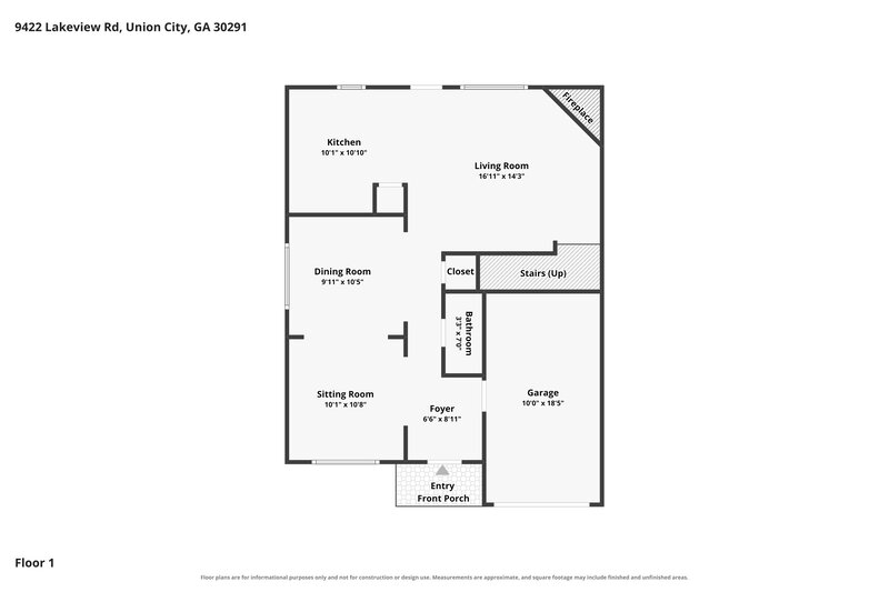 2,135/Mo, 9422 Lakeview Rd Union City, GA 30291 Floor Plan View