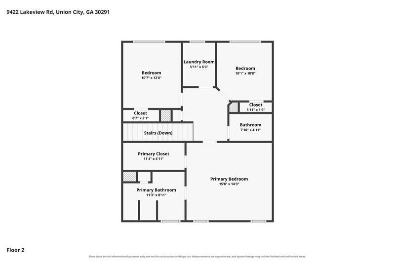 2,135/Mo, 9422 Lakeview Rd Union City, GA 30291 Floor Plan View 2