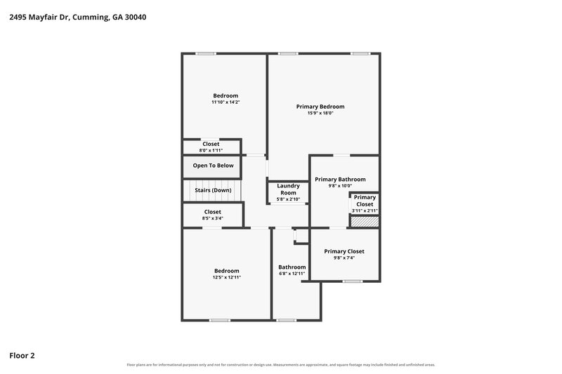 2,000/Mo, 2495 Mayfair Dr Cumming, GA 30040 Floor Plan View 2