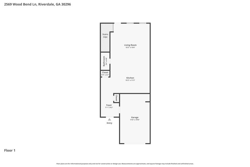 1,875/Mo, 2569 Wood Bend Ln RIverdale, GA 30296 Floor Plan View
