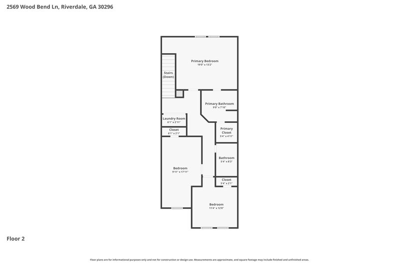1,875/Mo, 2569 Wood Bend Ln RIverdale, GA 30296 Floor Plan View 2