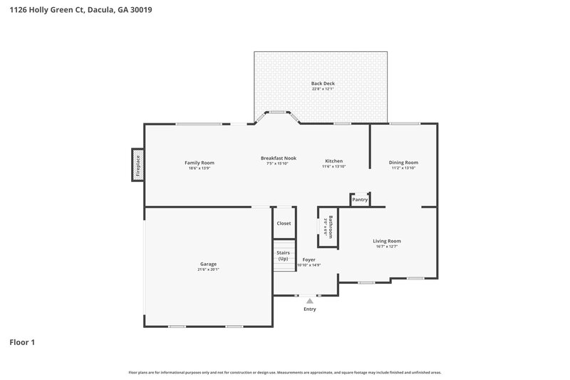 2,255/Mo, 1126 Holly Green Ct Dacula, GA 30019 Floor Plan View