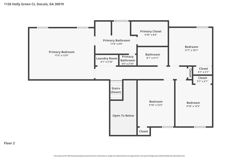 2,255/Mo, 1126 Holly Green Ct Dacula, GA 30019 Floor Plan View 2